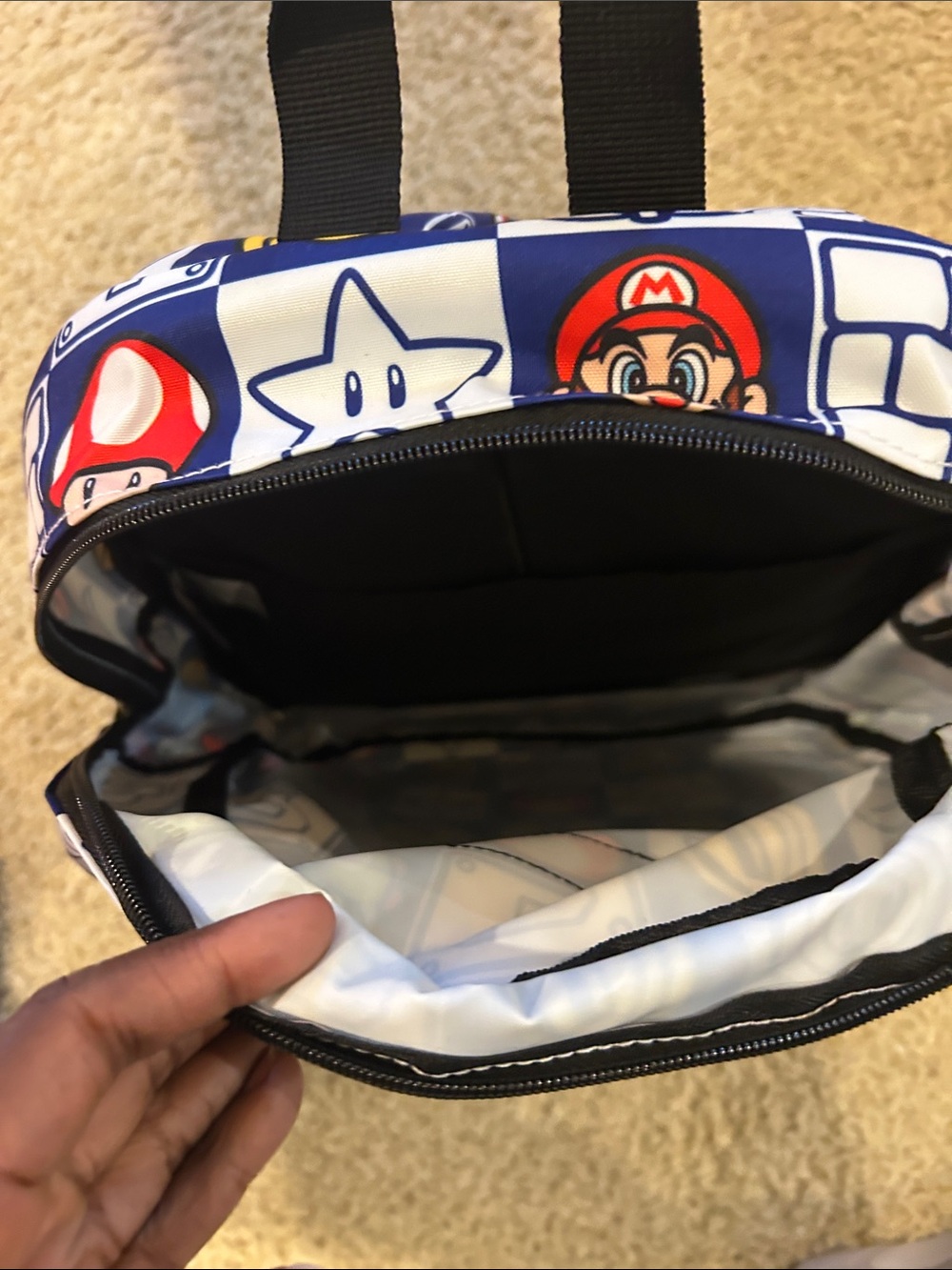 Super Mario Patterned Backpack - Blue/White/Red - Picture 3 of 4
